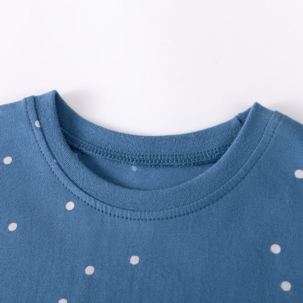 MyKids-USA® Dots and Cartoon Pattern Short Sleeves Dress for Stylish Girls