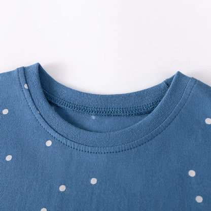 MyKids-USA® Dots and Cartoon Pattern Short Sleeves Dress for Stylish Girls