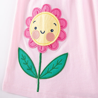 MyKids-USA® Summer Hot Selling Baby Kids Girls Short Sleeves Flowers Cartoon Pattern T-shirt and Pants Clothing Set