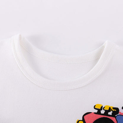 MyKids-USA® Baby Kids Boys Short Sleeves Racing Cars Cartoon Pattern T-shirt and Plain Shorts Clothing Set