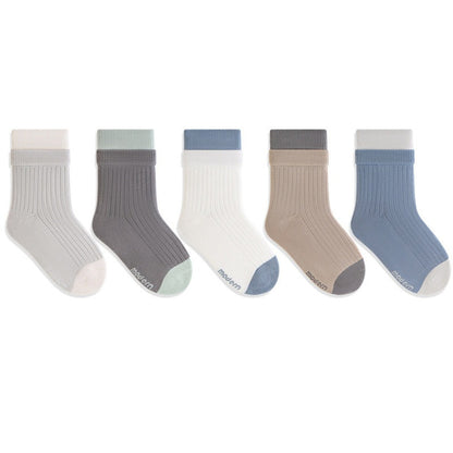 MyKids-USA® Baby Kids Unisex Breathable Simple Casual Pattern Socks 1 Lot=5-Pair Set