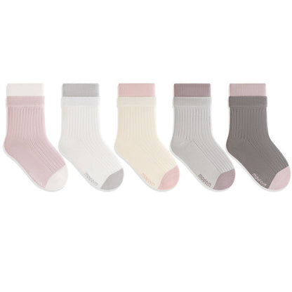 MyKids-USA® Baby Kids Unisex Breathable Simple Casual Pattern Socks 1 Lot=5-Pair Set