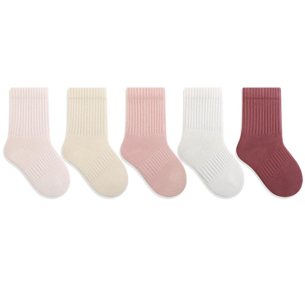 MyKids-USA® Baby Kids Unisex Breathable Simple Casual Pattern Socks 1 Lot=5-Pair Set
