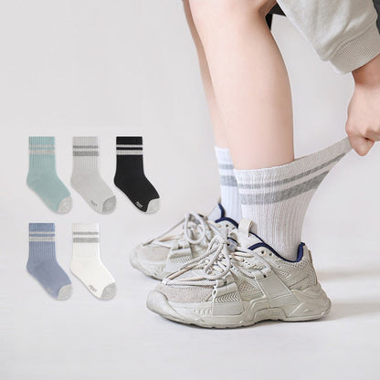 MyKids-USA® Baby Kids Unisex Breathable Simple Casual Pattern Socks 1 Lot=5-Pair Set