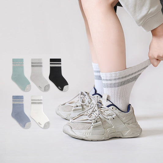 MyKids-USA® Baby Kids Unisex Breathable Simple Casual Pattern Socks 1 Lot=5-Pair Set
