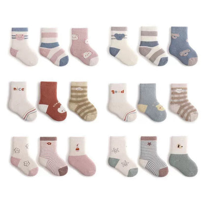 MyKids-USA® Baby Unisex Breathable Animals Pattern Cute Socks 1 Lot=3-Pair Set