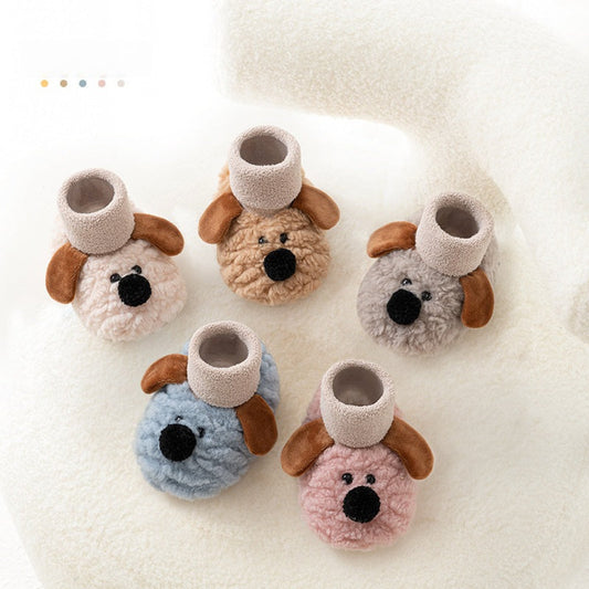 MyKids-USA® Baby Unisex Cute Color Patchwork Puppy Pattern Toddler Soft-Sole Walking Shoes