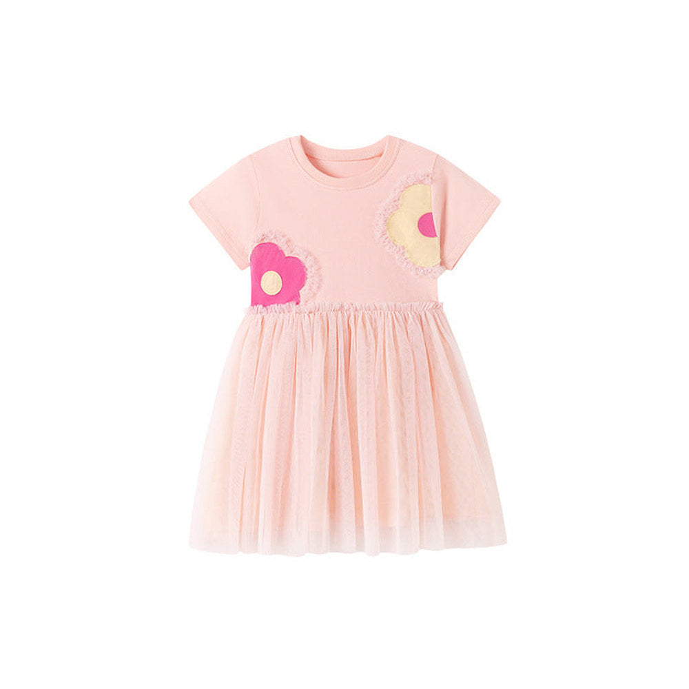 MyKids-USA® Flowers Pattern Short Sleeves Dress for Stylish Girls