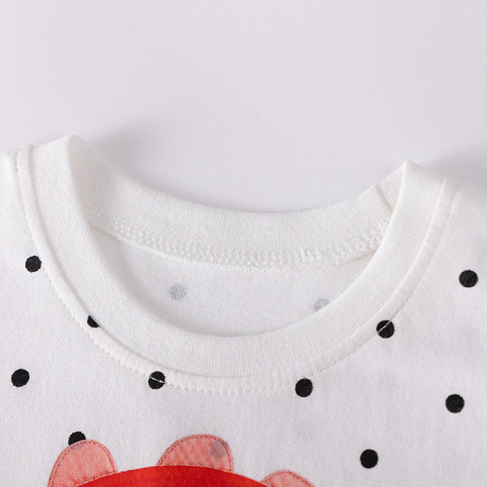 MyKids-USA® Rainbow Cartoon and Dots Pattern Short Sleeves Dress for Stylish Girls