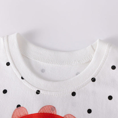 MyKids-USA® Rainbow Cartoon and Dots Pattern Short Sleeves Dress for Stylish Girls