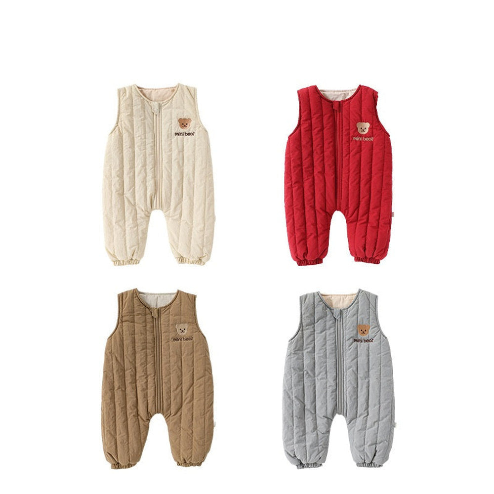 MyKids-USA® Baby Kids Unisex Teddy Bears Embroidery Pattern Sleeveless Casual Rompers