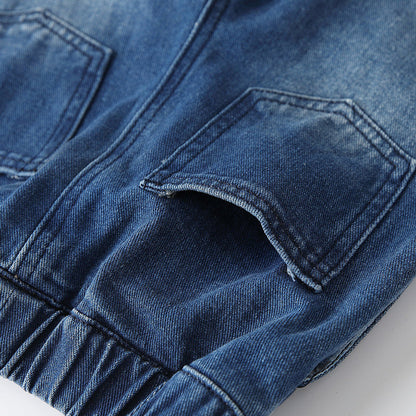 MyKids-USA® Baby Kids Girls Cartoon Embroidered Pattern Denim Pants