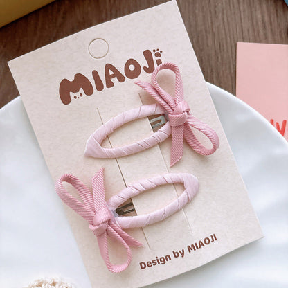MyKids-USA® Collection of 2 Butterfly-bow Decorated Hair Clips and Hair Ties