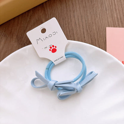 MyKids-USA® Collection of 2 Butterfly-bow Decorated Hair Clips and Hair Ties