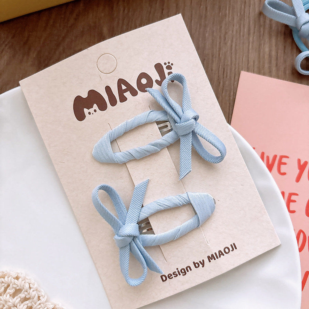 MyKids-USA® Collection of 2 Butterfly-bow Decorated Hair Clips and Hair Ties