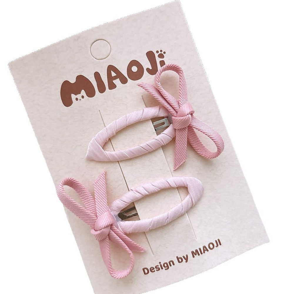 MyKids-USA® Collection of 2 Butterfly-bow Decorated Hair Clips and Hair Ties
