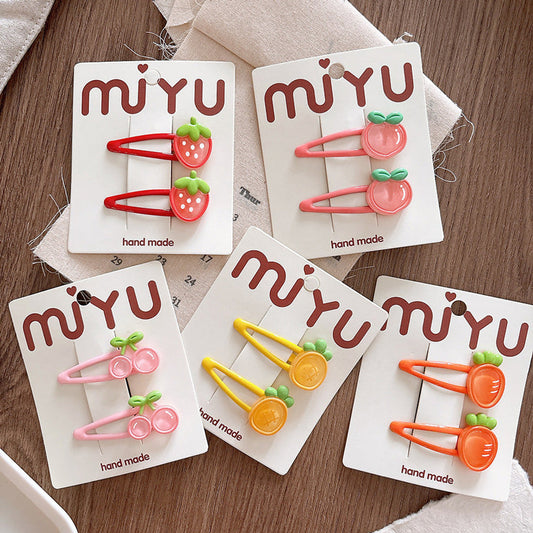 MyKids-USA® Collection of 2 Versatile Fruits Pattern Hair Clips