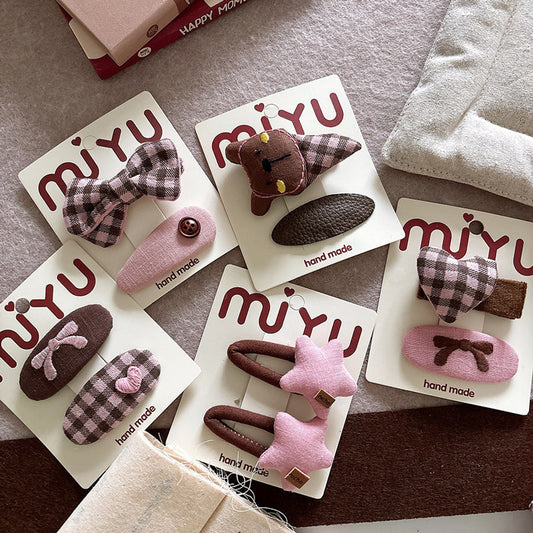 MyKids-USA® Collection of 2 Geometric Shaped Hair Clips and Hair Ties