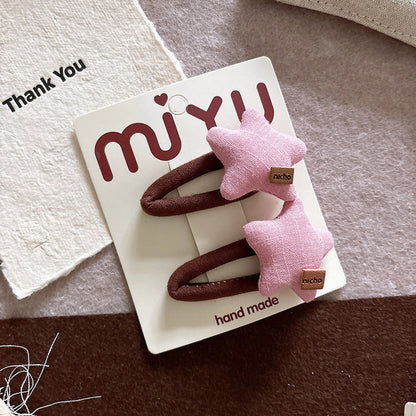 MyKids-USA® Collection of 2 Geometric Shaped Hair Clips and Hair Ties