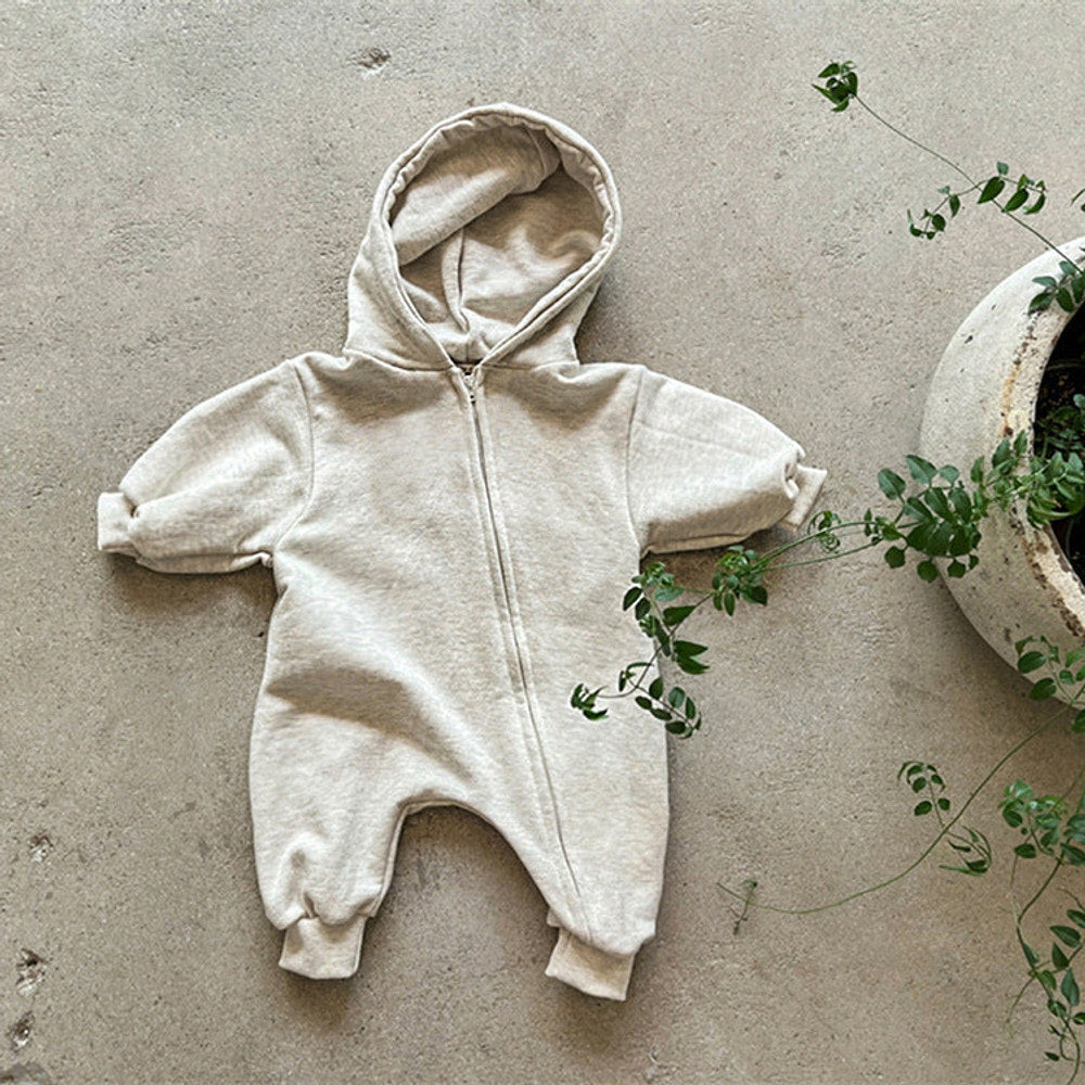 MyKids-USA® Baby Unisex Solid Color Long Sleeves Zip-up Hooded Rompers