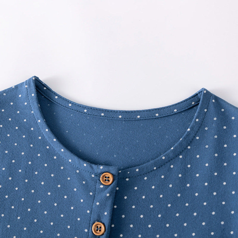 MyKids-USA® Cartoon and Dots Pattern Short Sleeves Dress for Stylish Girls