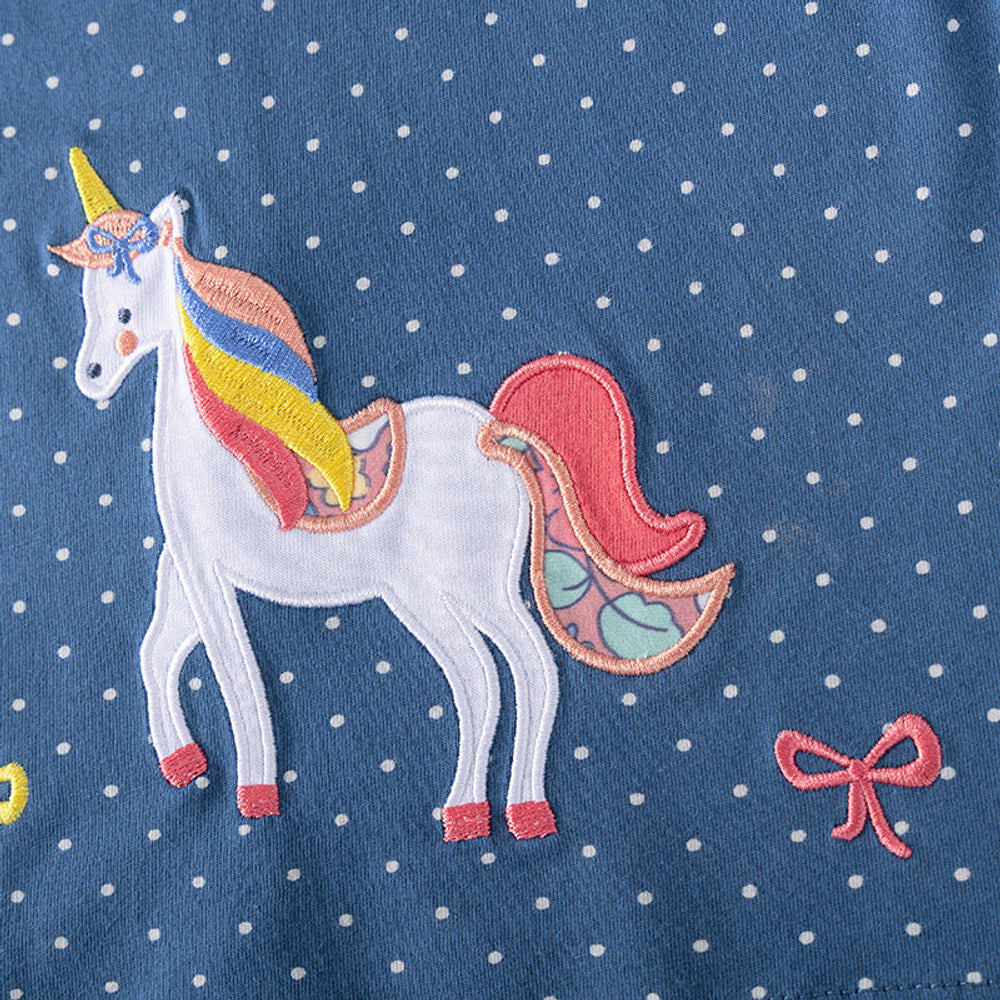 MyKids-USA® Cartoon and Dots Pattern Short Sleeves Dress for Stylish Girls