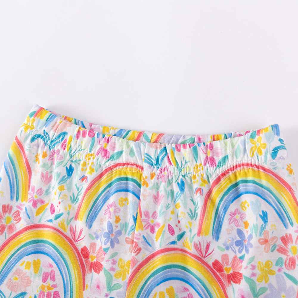 MyKids-USA® Summer Hot Selling Baby Kids Girls Short Sleeves Rainbow Pattern T-shirt and Pants Clothing Set