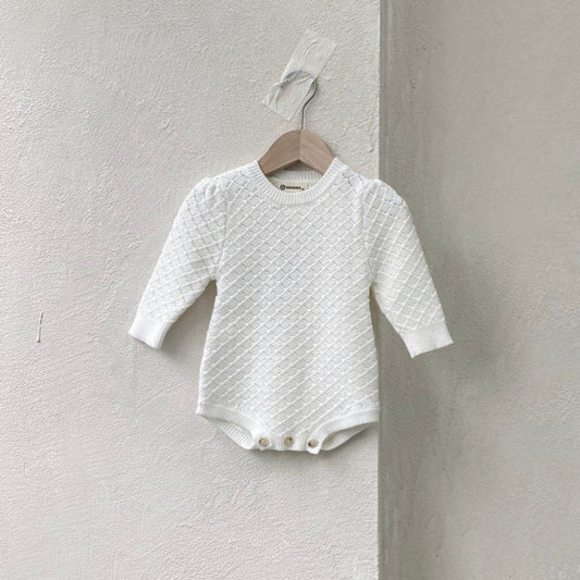 MyKids-USA® Baby Girls Casual Simple Argyle Pattern Knitted Long Sleeves Bodysuit