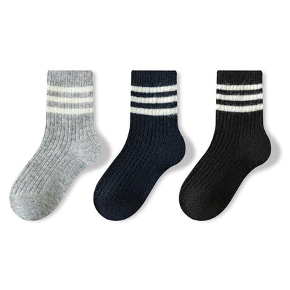 MyKids-USA® Baby Unisex Breathable Striped Pattern or Solid Color Casual Socks 1 Lot=3-Pair Set