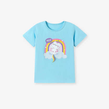 MyKids-USA® Kids’ Cartoon Pattern Short Sleeves T-shirt in European and American Style