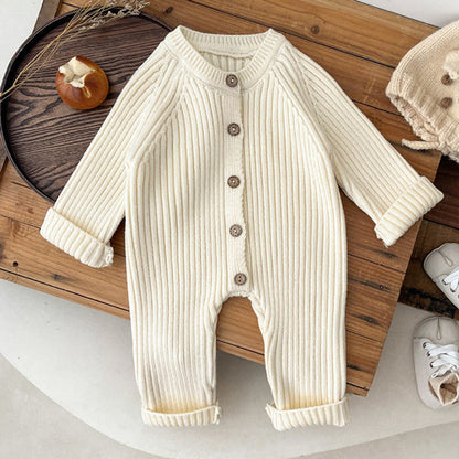 MyKids-USA® Baby Unisex Long Sleeves Solid Color Knitted Rompers
