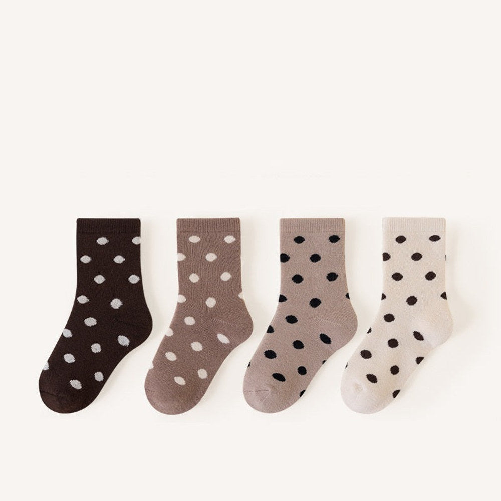 MyKids-USA® Baby Unisex Breathable Striped/Dots Pattern Socks 1 Lot=4-Pair Set