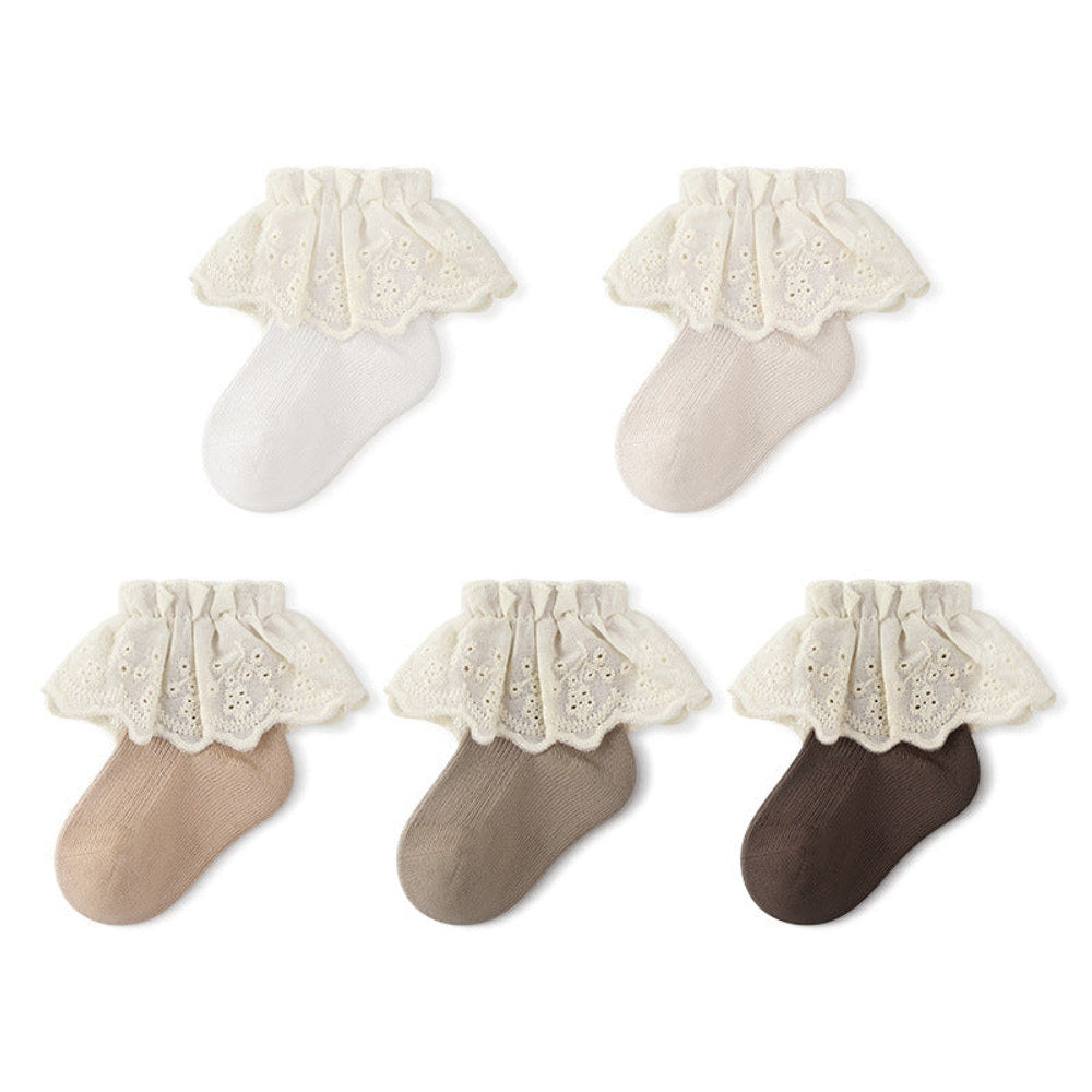 MyKids-USA® Autumn and Spring Baby Kids Girls Breathable Lace Trim Vintage Socks