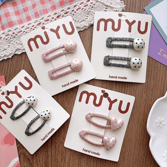 MyKids-USA® Collection of 2 Dots Decorated Hollow-out Hair Clips