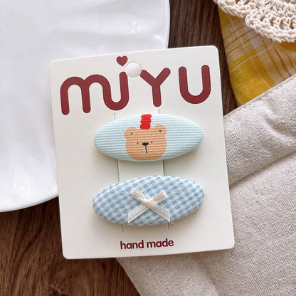 MyKids-USA® Collection of 2 Versatile Animals and Plaid Pattern Hair Clips