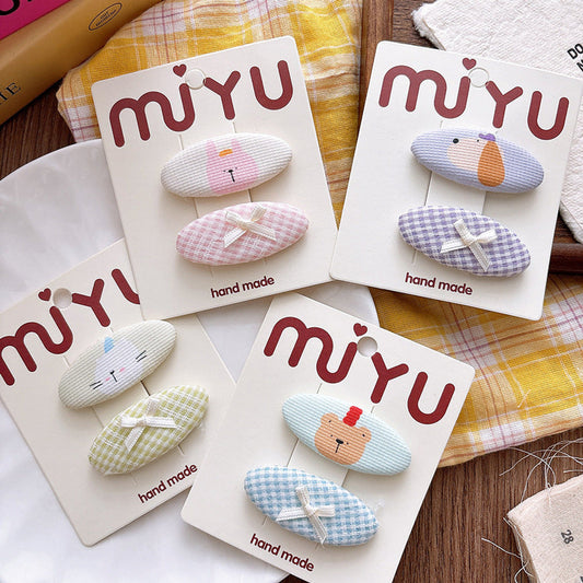MyKids-USA® Collection of 2 Versatile Animals and Plaid Pattern Hair Clips