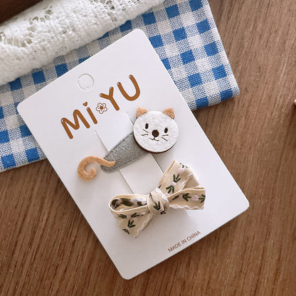 MyKids-USA® Collection of 2 Versatile Flowers and Cartoon Pattern Hair Clips