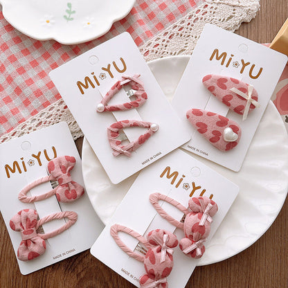 MyKids-USA® Collection of 2 Versatile Pink Hearts Pattern Hair Clips