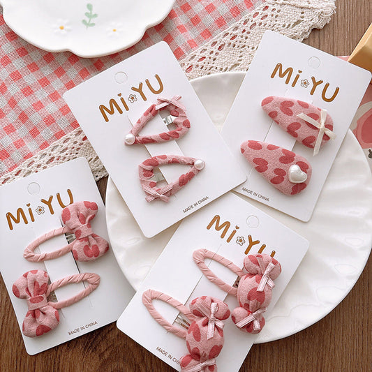 MyKids-USA® Collection of 2 Versatile Pink Hearts Pattern Hair Clips