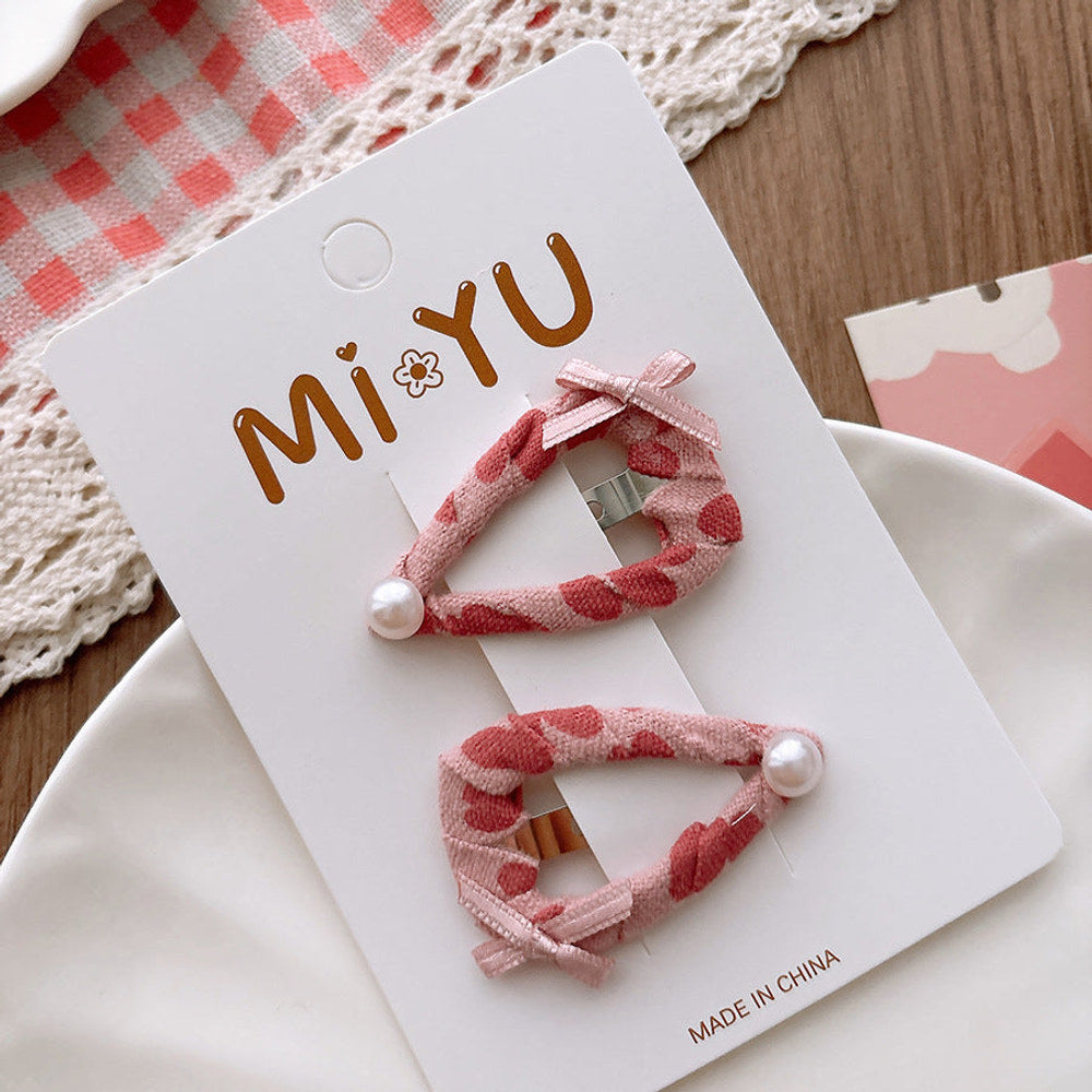 MyKids-USA® Collection of 2 Versatile Pink Hearts Pattern Hair Clips