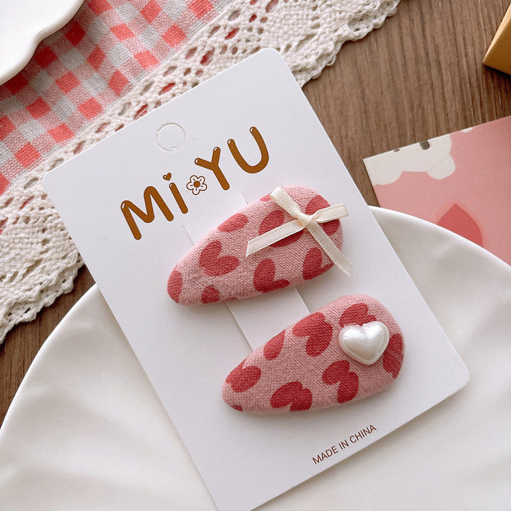 MyKids-USA® Collection of 2 Versatile Pink Hearts Pattern Hair Clips