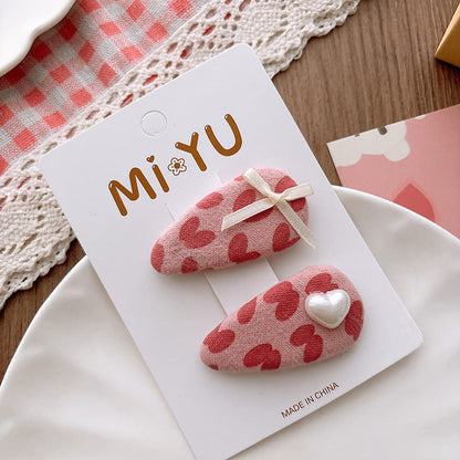 MyKids-USA® Collection of 2 Versatile Pink Hearts Pattern Hair Clips