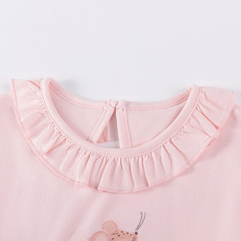 MyKids-USA® Animals Cartoon Pattern Short Sleeves Dress with Collar for Stylish Girls