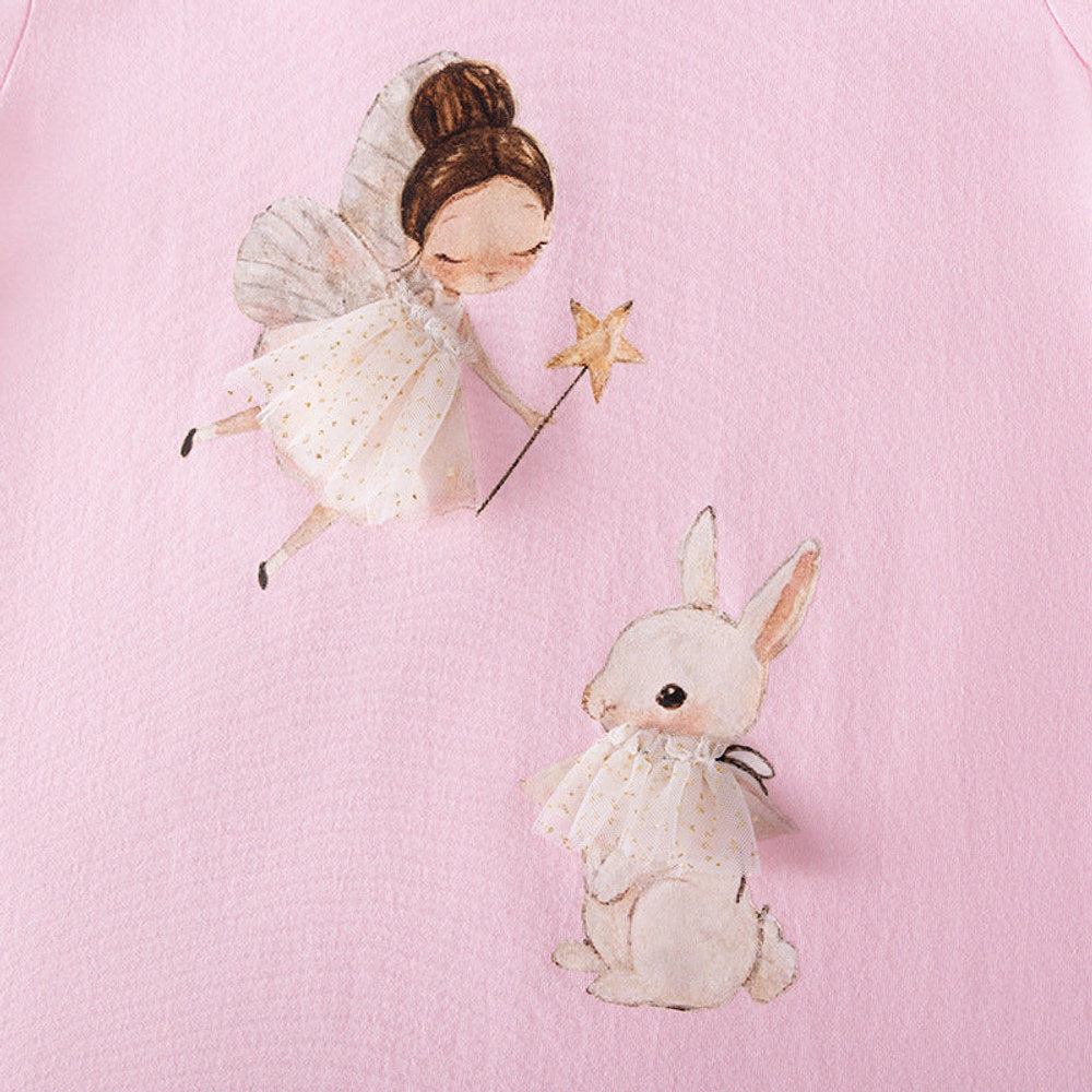 MyKids-USA® Animals and Fairy Cartoon Pattern Short Sleeves Dress with Collar for Stylish Girls