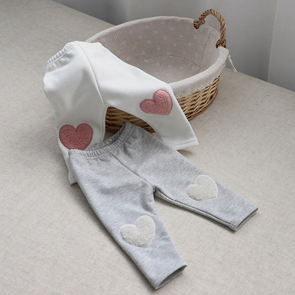 MyKids-USA® Baby Kids Girls Hearts Pattern Casual Pants
