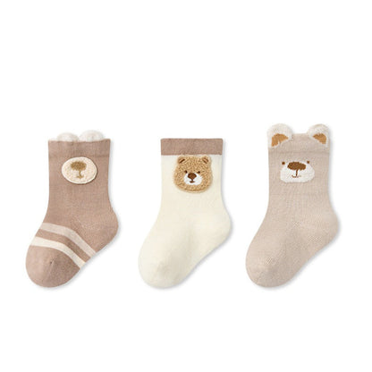 MyKids-USA® Baby Girls Breathable Cute Pattern Socks 1 Lot=3-Pair Set
