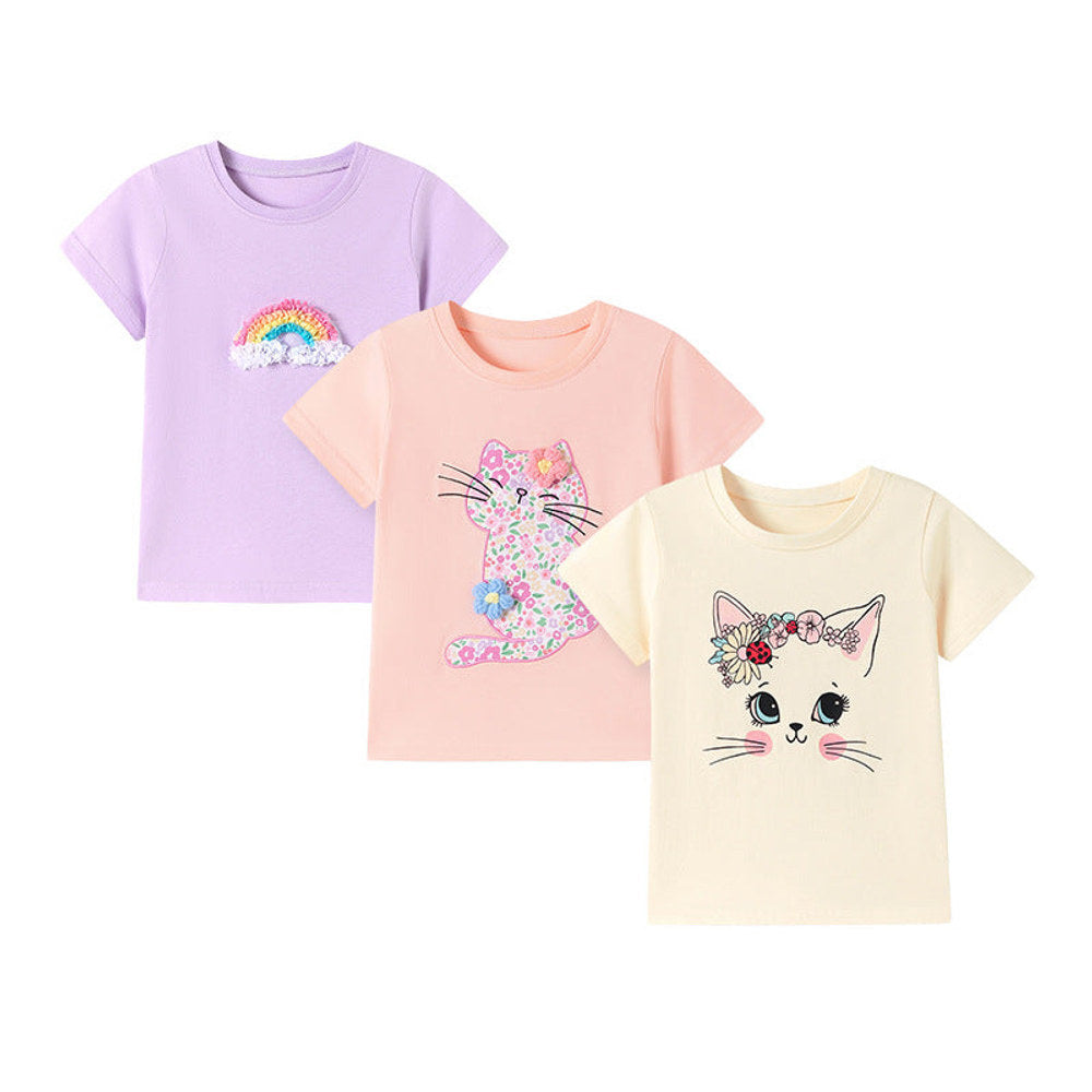 MyKids-USA® Kids’ Cartoon Pattern Short Sleeves T-shirt in European and American Style for Summer