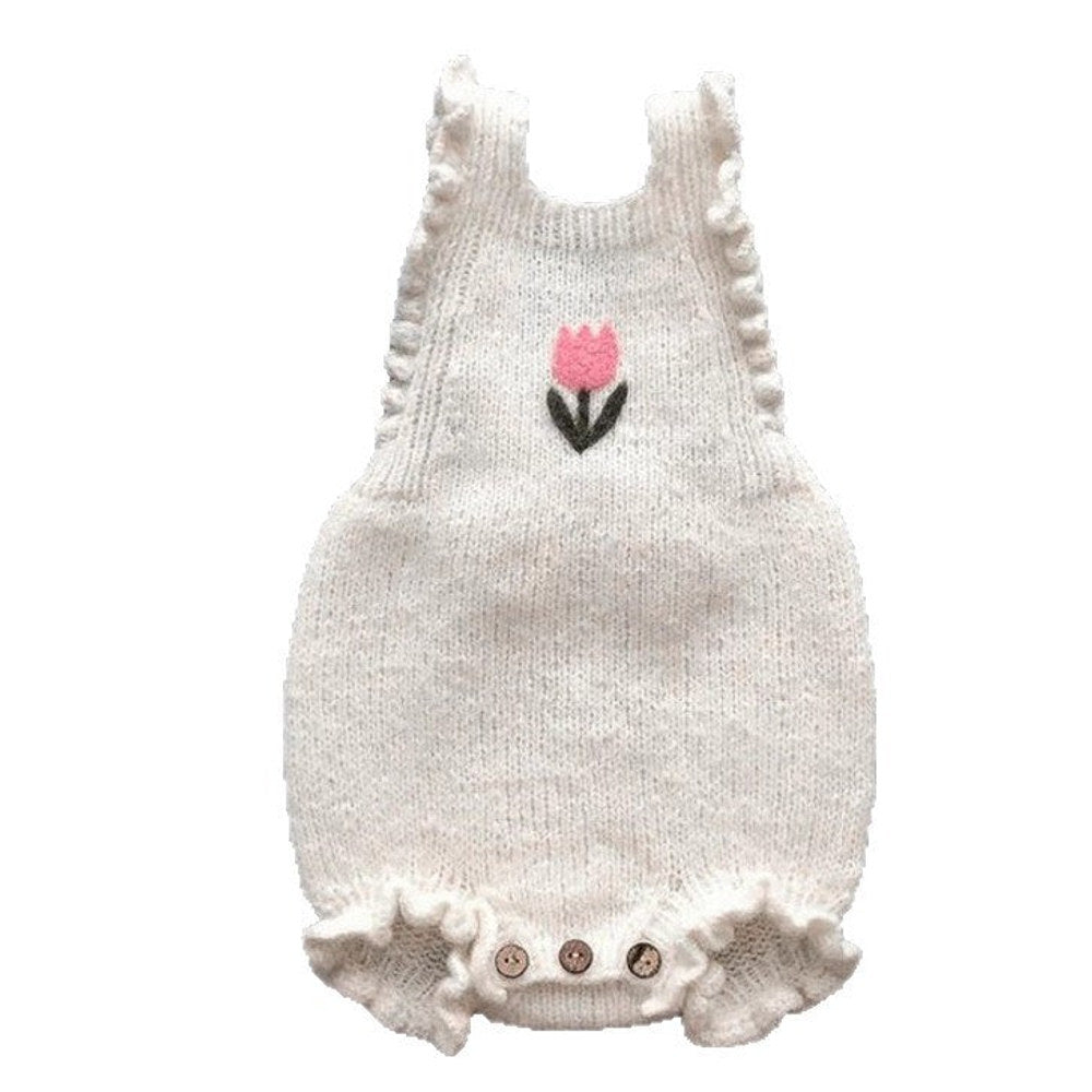 MyKids-USA® Baby Girls Knitted Sleeveless Flowers Pattern Bodysuit