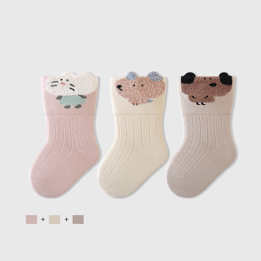 MyKids-USA® Baby Unisex Breathable Animals Pattern Casual Socks 1 Lot=3-Pair Set