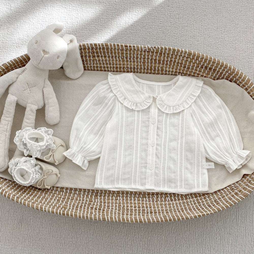 MyKids-USA® Spring Baby Kids Girls Long Sleeves Cute Striped Embroidered Pattern Top and Preppy Sleeveless Dress Clothing Set